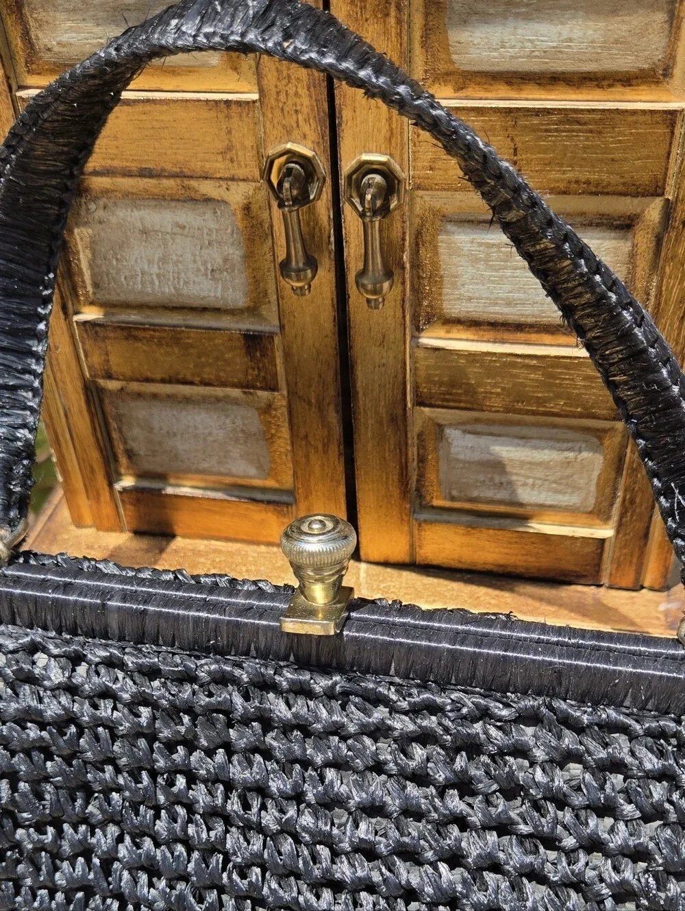 Vintage Dayne Taylor Black Raffia Bag